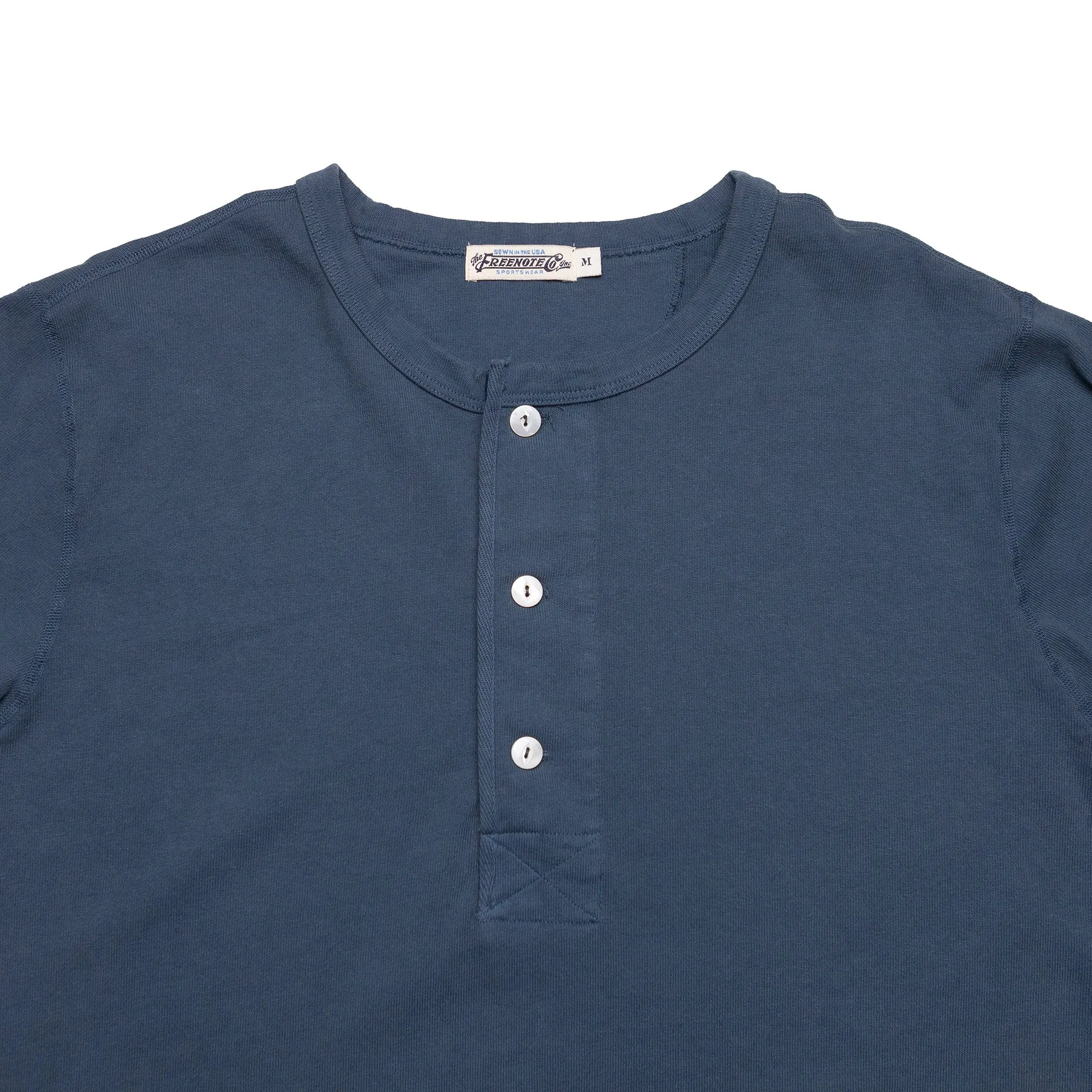 13oz Henley in Faded Blue