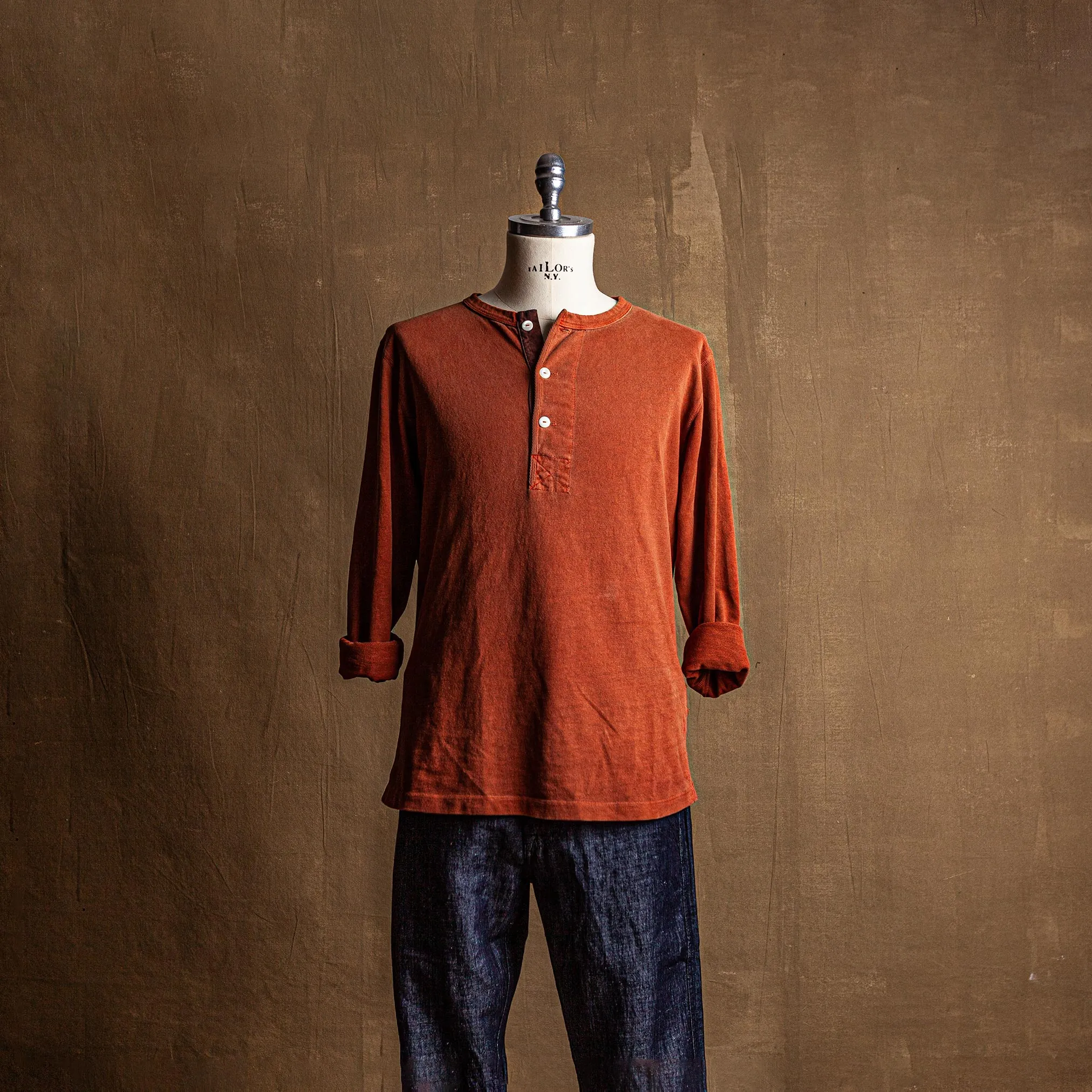 13oz Henley in Rust