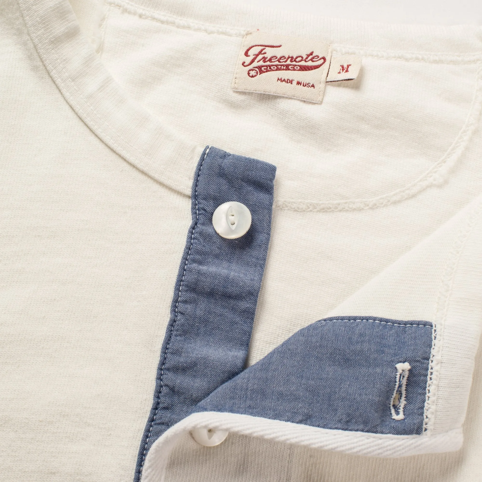 13oz Henley in White