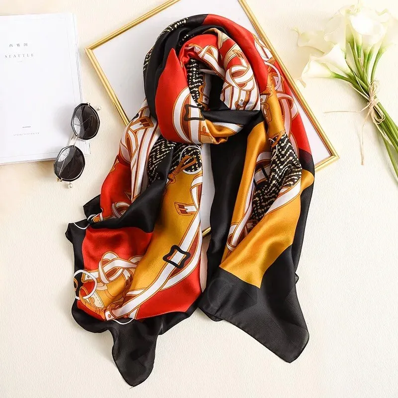 180*90cm Spring Autumn New Silk Scarves Women Shawl Fashion Sun-resistant chiffon hijab blanket foulard bandanna muffler pareo