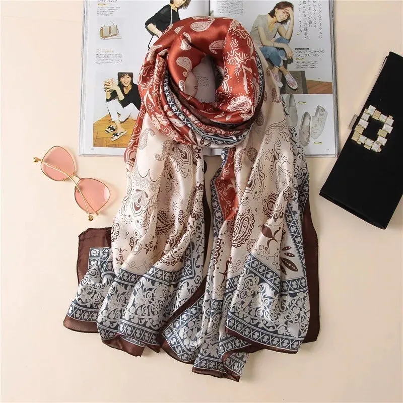 180*90cm Spring Autumn New Silk Scarves Women Shawl Fashion Sun-resistant chiffon hijab blanket foulard bandanna muffler pareo