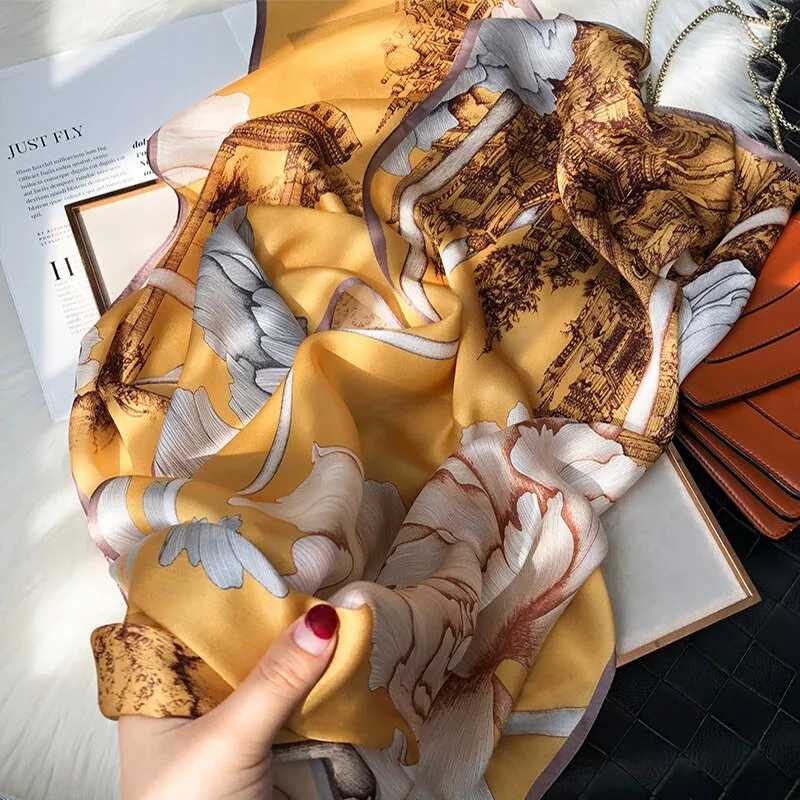 180*90cm Spring Autumn New Silk Scarves Women Shawl Fashion Sun-resistant chiffon hijab blanket foulard bandanna muffler pareo