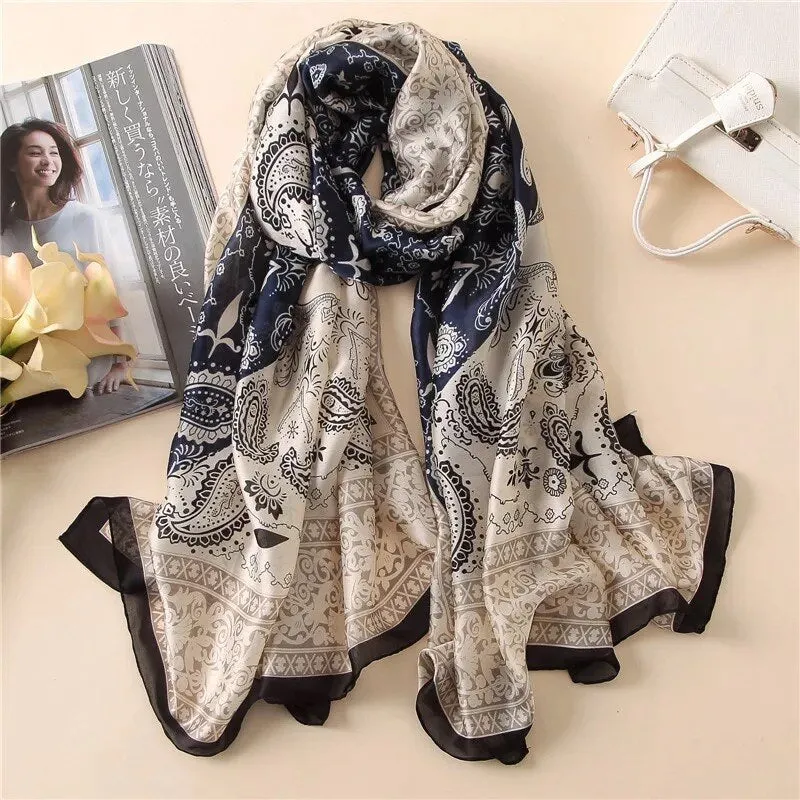 180*90cm Spring Autumn New Silk Scarves Women Shawl Fashion Sun-resistant chiffon hijab blanket foulard bandanna muffler pareo