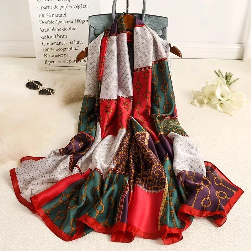 180*90cm Spring Autumn New Silk Scarves Women Shawl Fashion Sun-resistant chiffon hijab blanket foulard bandanna muffler pareo