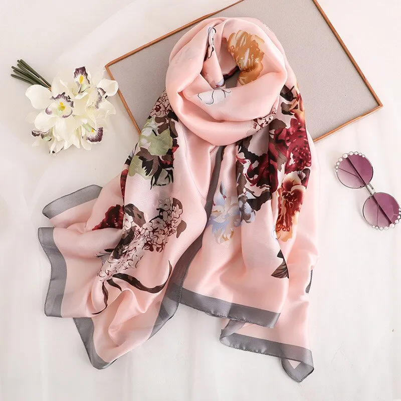 180*90cm Spring Autumn New Silk Scarves Women Shawl Fashion Sun-resistant chiffon hijab blanket foulard bandanna muffler pareo