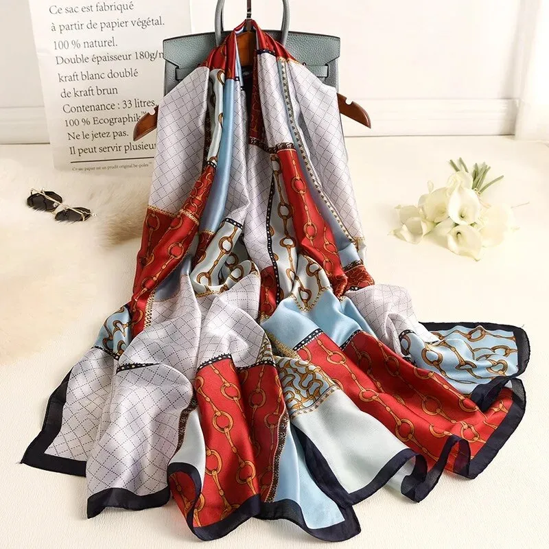 180*90cm Spring Autumn New Silk Scarves Women Shawl Fashion Sun-resistant chiffon hijab blanket foulard bandanna muffler pareo