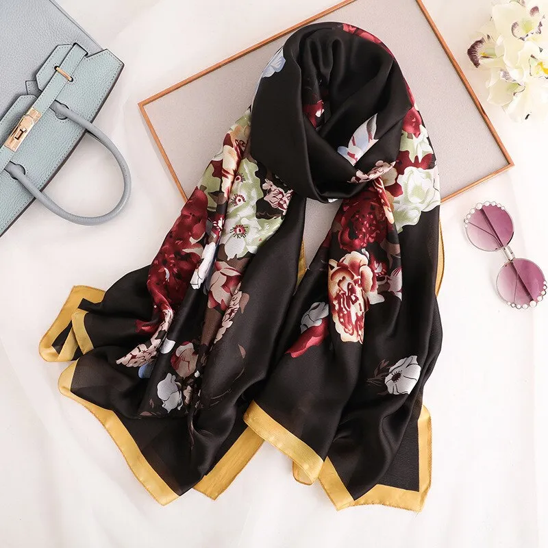 180*90cm Spring Autumn New Silk Scarves Women Shawl Fashion Sun-resistant chiffon hijab blanket foulard bandanna muffler pareo