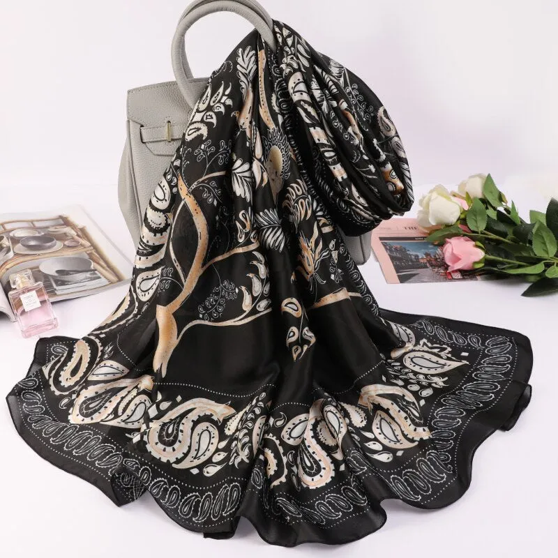 180*90cm Spring Autumn New Silk Scarves Women Shawl Fashion Sun-resistant chiffon hijab blanket foulard bandanna muffler pareo