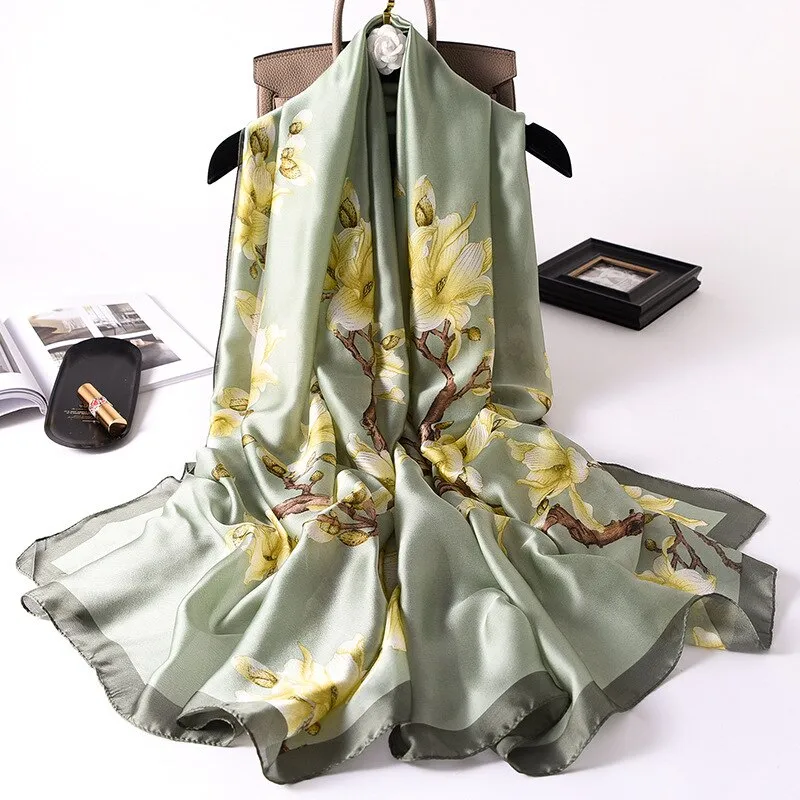 180*90cm Spring Autumn New Silk Scarves Women Shawl Fashion Sun-resistant chiffon hijab blanket foulard bandanna muffler pareo