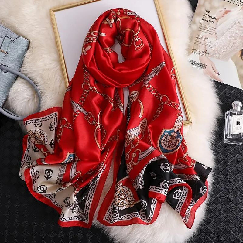 180*90cm Spring Autumn New Silk Scarves Women Shawl Fashion Sun-resistant chiffon hijab blanket foulard bandanna muffler pareo