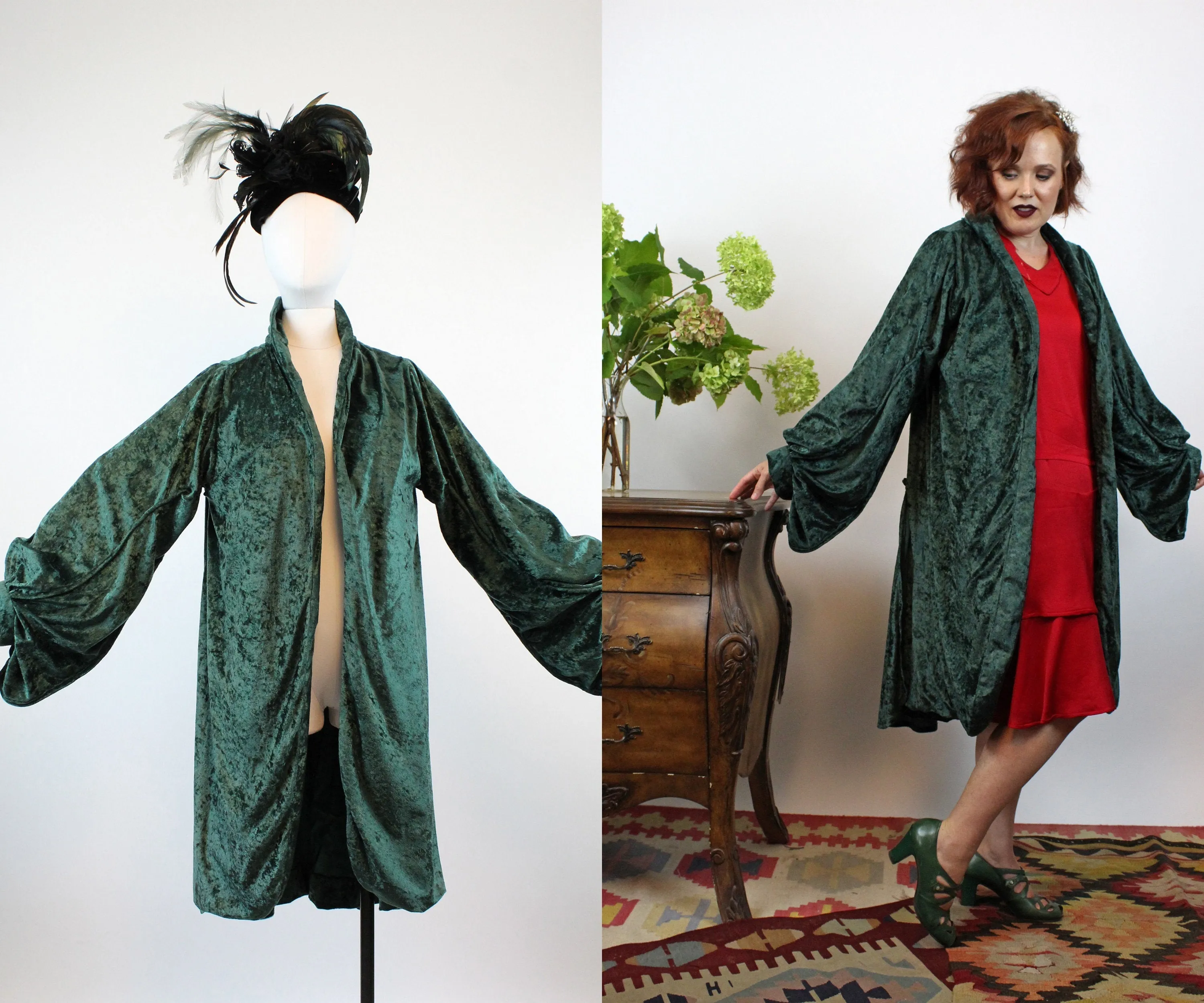 1970s does 1930s velvet HUGE SLEEVES coat small medium | new fall