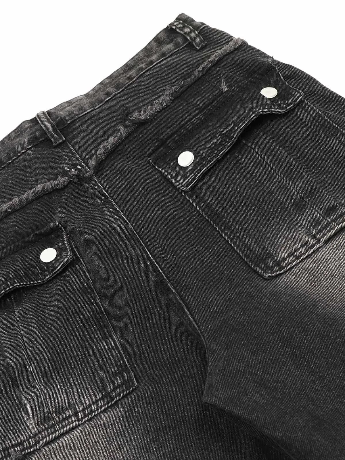 1984 Detressed Raw Edge Multi-pocket Cargo Jeans