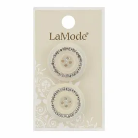 1" White Rhinestone Buttons | LaMode