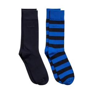 2 Pack Socks - Barstripe & Solid - Oak | Blue