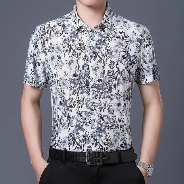 2020 Men's Hawaiian Shirt Short Sleeve Mens Dress Shirts Slim Fit Camisa Masculina Summer Hawaii Casual Male Flower Print Shirt