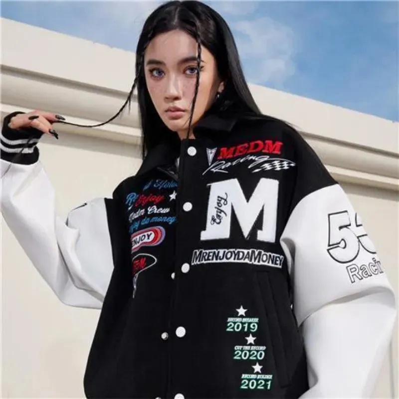 2022 New American Retro Letter Embroidered Jackets Coat Men Y2K Street Hip Hop Trend Baseball Uniform Couple Casual Loose Jacket