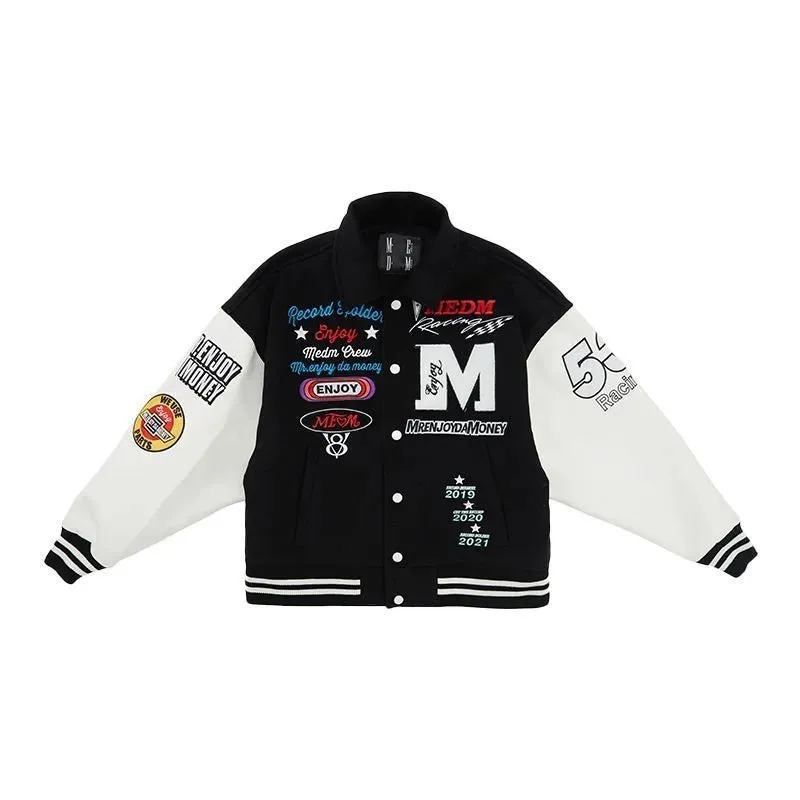 2022 New American Retro Letter Embroidered Jackets Coat Men Y2K Street Hip Hop Trend Baseball Uniform Couple Casual Loose Jacket