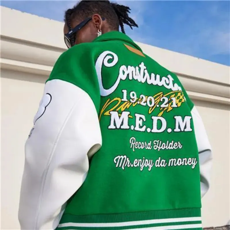 2022 New American Retro Letter Embroidered Jackets Coat Men Y2K Street Hip Hop Trend Baseball Uniform Couple Casual Loose Jacket