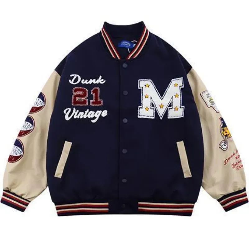 2022 New American Retro Letter Embroidered Jackets Coat Men Y2K Street Hip Hop Trend Baseball Uniform Couple Casual Loose Jacket