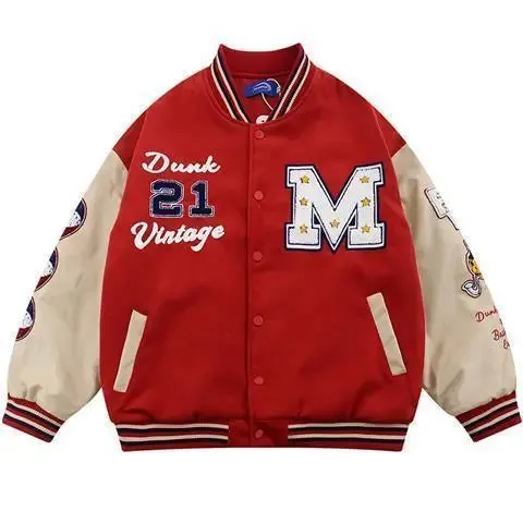 2022 New American Retro Letter Embroidered Jackets Coat Men Y2K Street Hip Hop Trend Baseball Uniform Couple Casual Loose Jacket