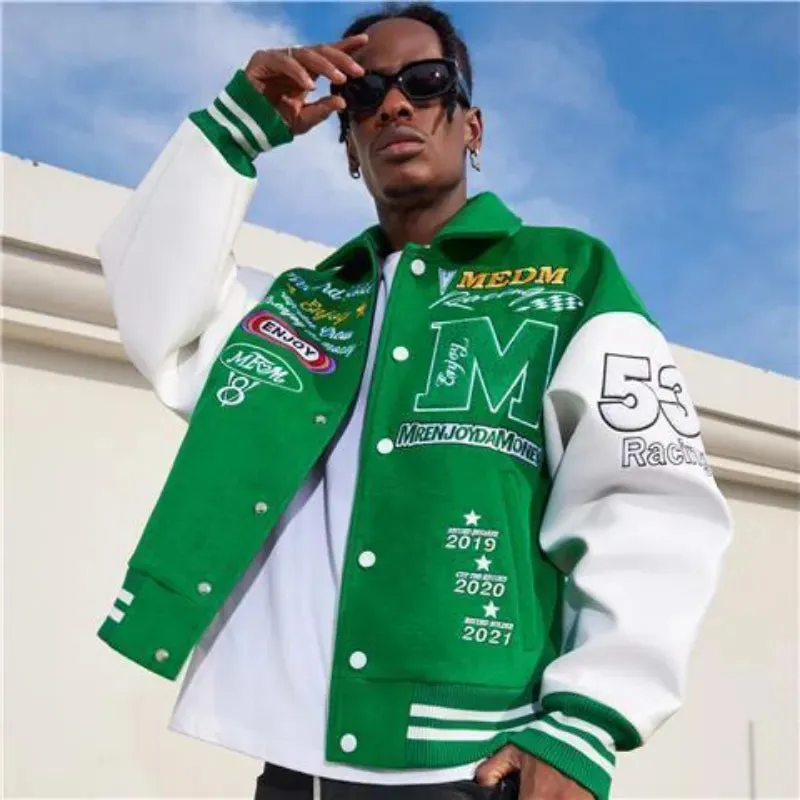 2022 New American Retro Letter Embroidered Jackets Coat Men Y2K Street Hip Hop Trend Baseball Uniform Couple Casual Loose Jacket