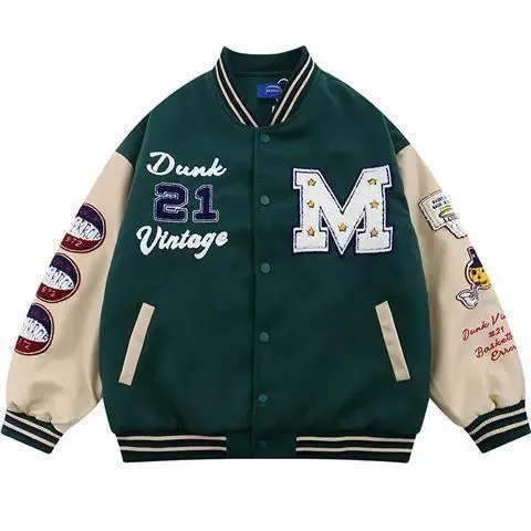 2022 New American Retro Letter Embroidered Jackets Coat Men Y2K Street Hip Hop Trend Baseball Uniform Couple Casual Loose Jacket