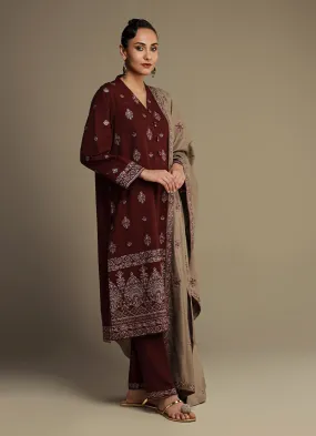 3 Pc Khaddar Embroidered Suit - Ikse-213977