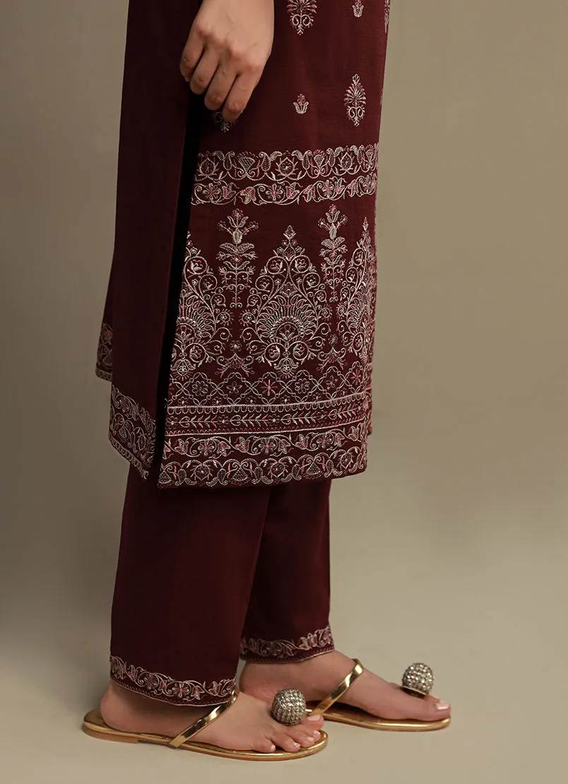 3 Pc Khaddar Embroidered Suit - Ikse-213977