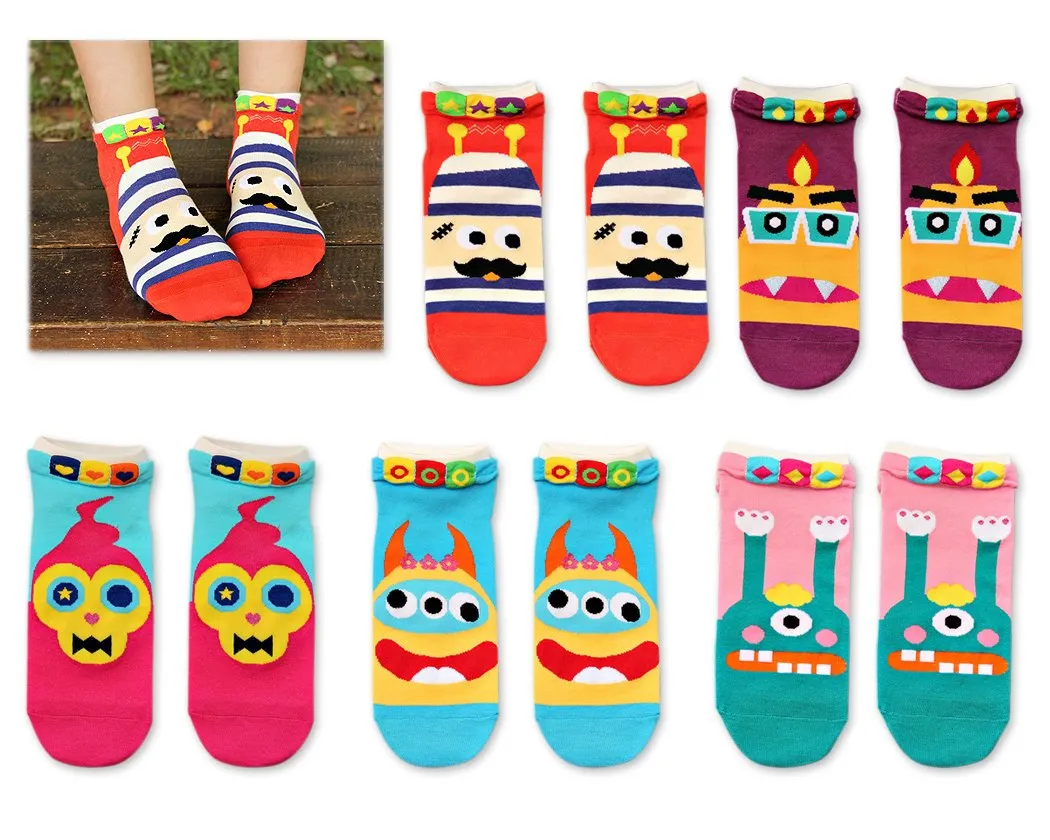 5 Pairs Youth Creative Cartoon Funny Socks