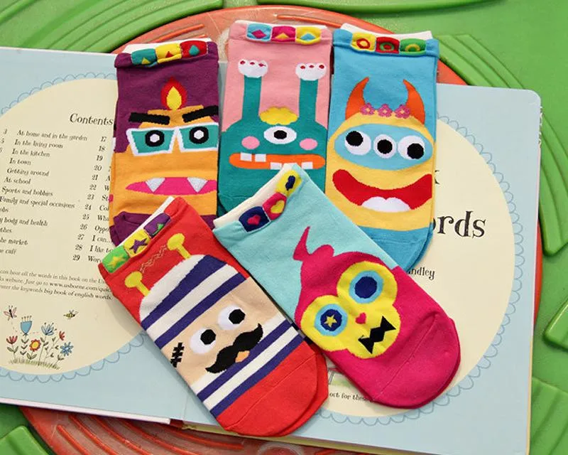 5 Pairs Youth Creative Cartoon Funny Socks