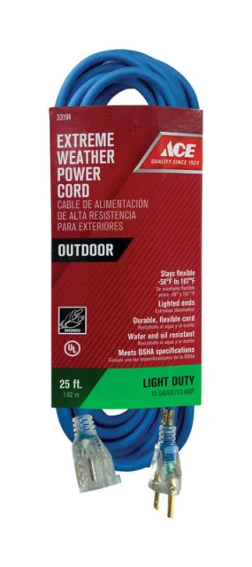 Ace Outdoor 25 ft. L Blue Extension Cord 16/3 SJOW