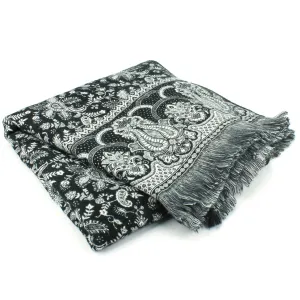 Acrylic Wool Shawl Blanket - Black Paisley - Arches