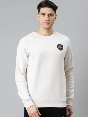 Alcis Men Off White Applique Pullover Sweatshirt