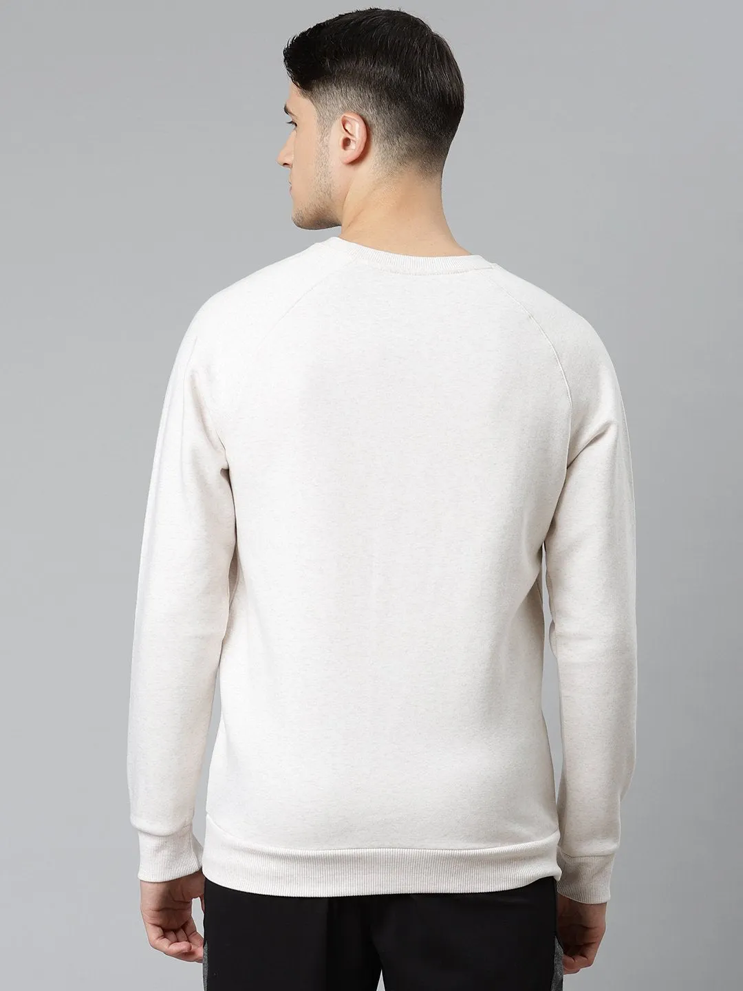 Alcis Men Off White Applique Pullover Sweatshirt