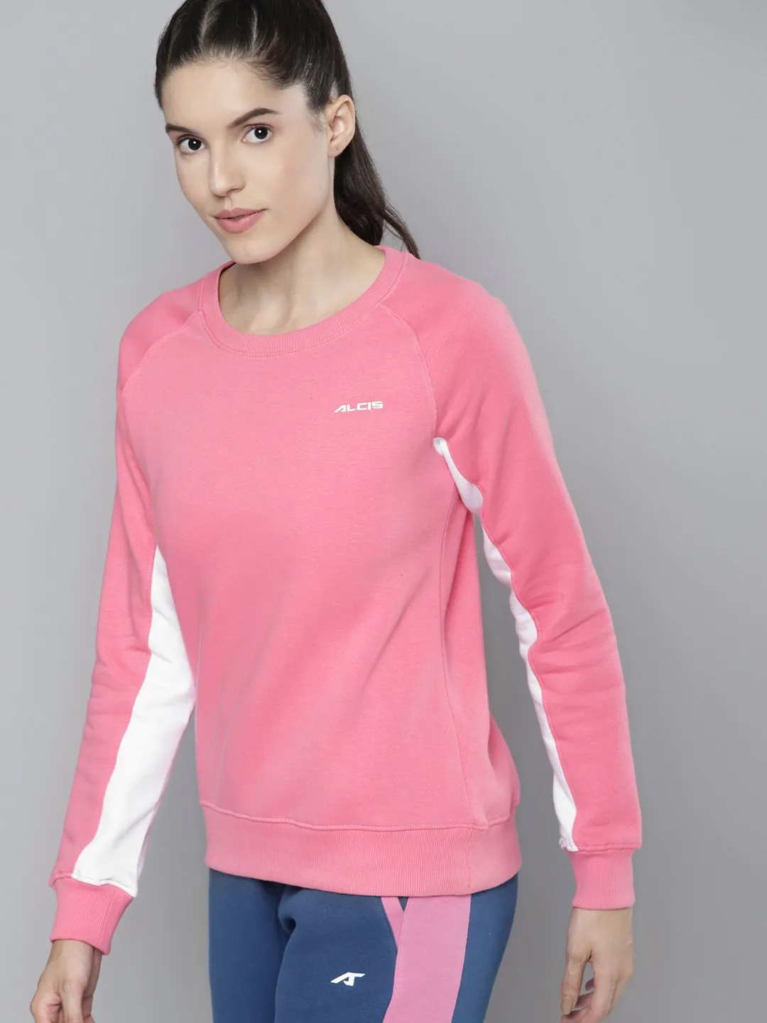 Alcis Women Solid Pink Sweatshirts