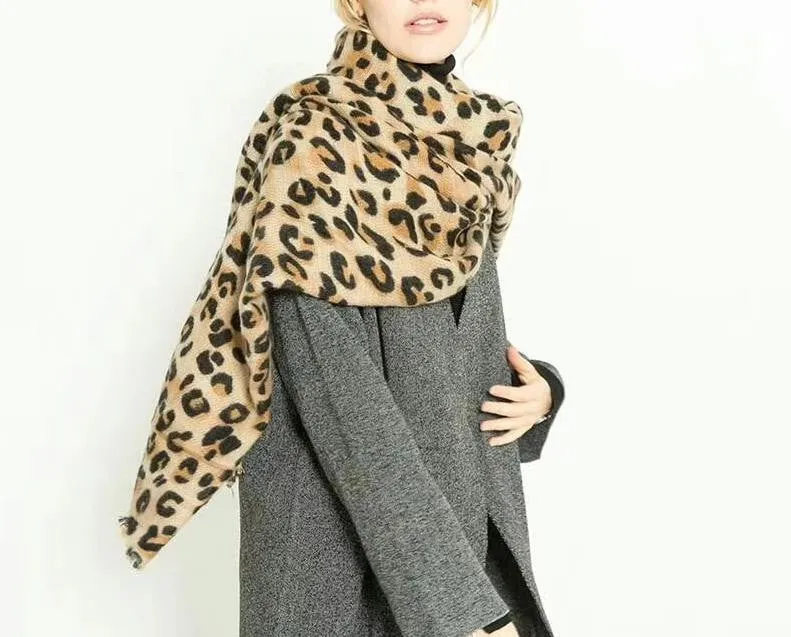 animal leopard print winter warm  blanket scarf shawl light color