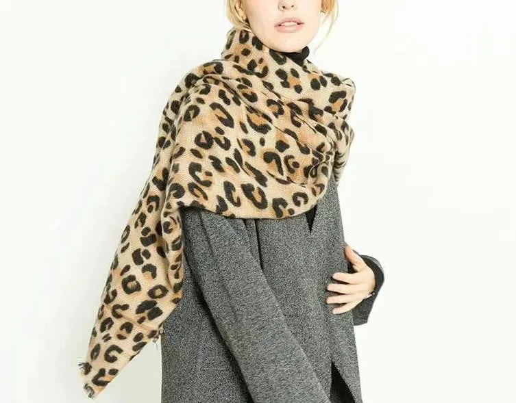 animal leopard print winter warm  blanket scarf shawl light color