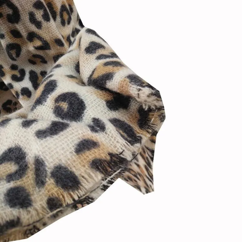 animal leopard print winter warm  blanket scarf shawl light color