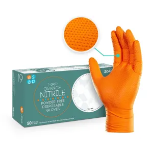 ASAP T-Grip Orange Nitrile Gloves - Powder Free (7 Mil), 100 Cases (Bulk)