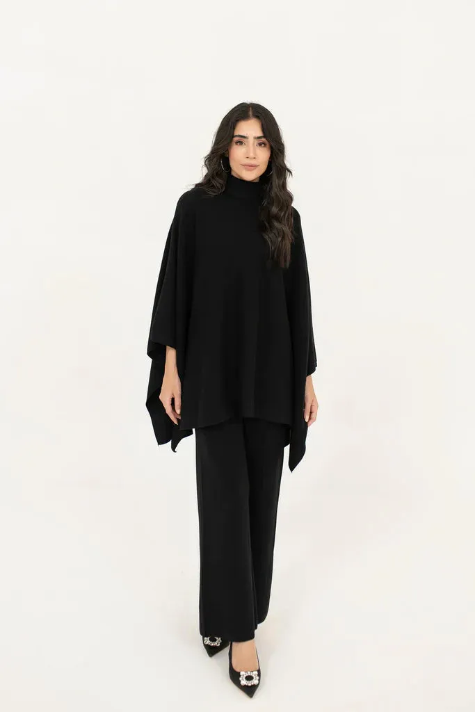 Autumn Winter '23 - Lily Knitted Cape Black Separates