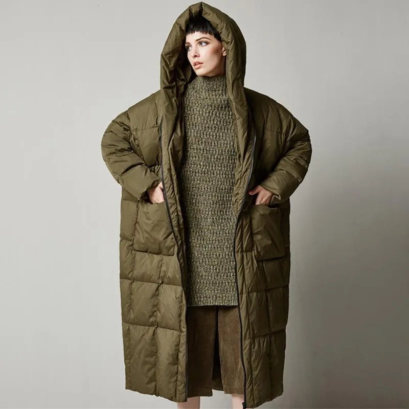 Babakud Women Winter Loose Hooded Cotton Down Coat