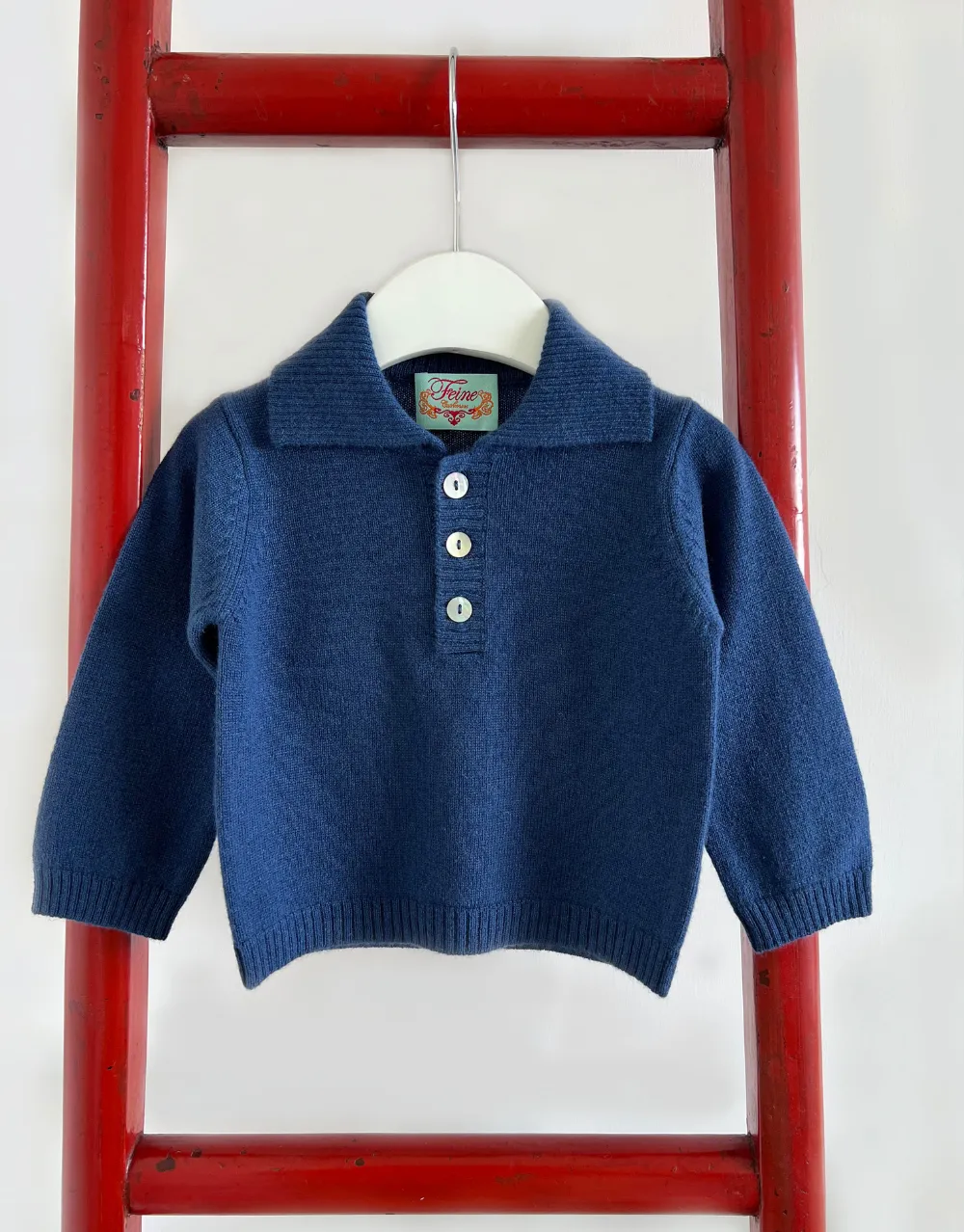 Baby Boy Button Jumper in Dark Denim