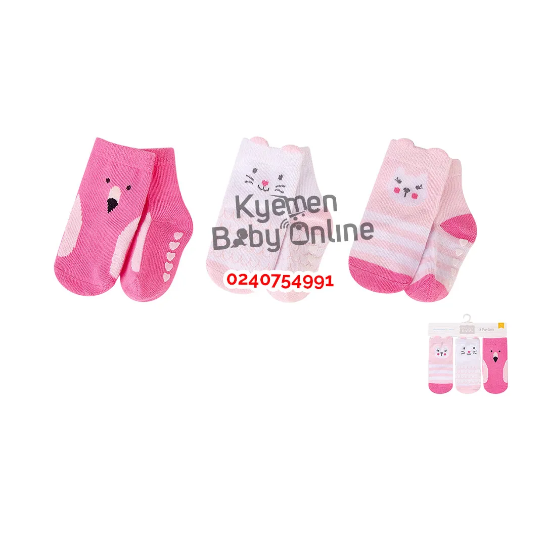 Baby Girl Socks (3 Pairs) Flamingo