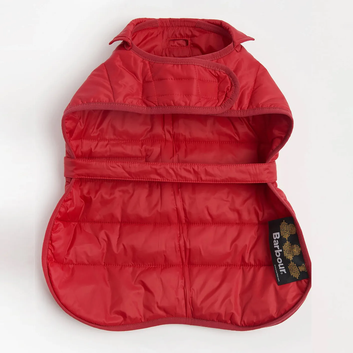 Barbour Baffle Quilt Dog Coat in Brick Red