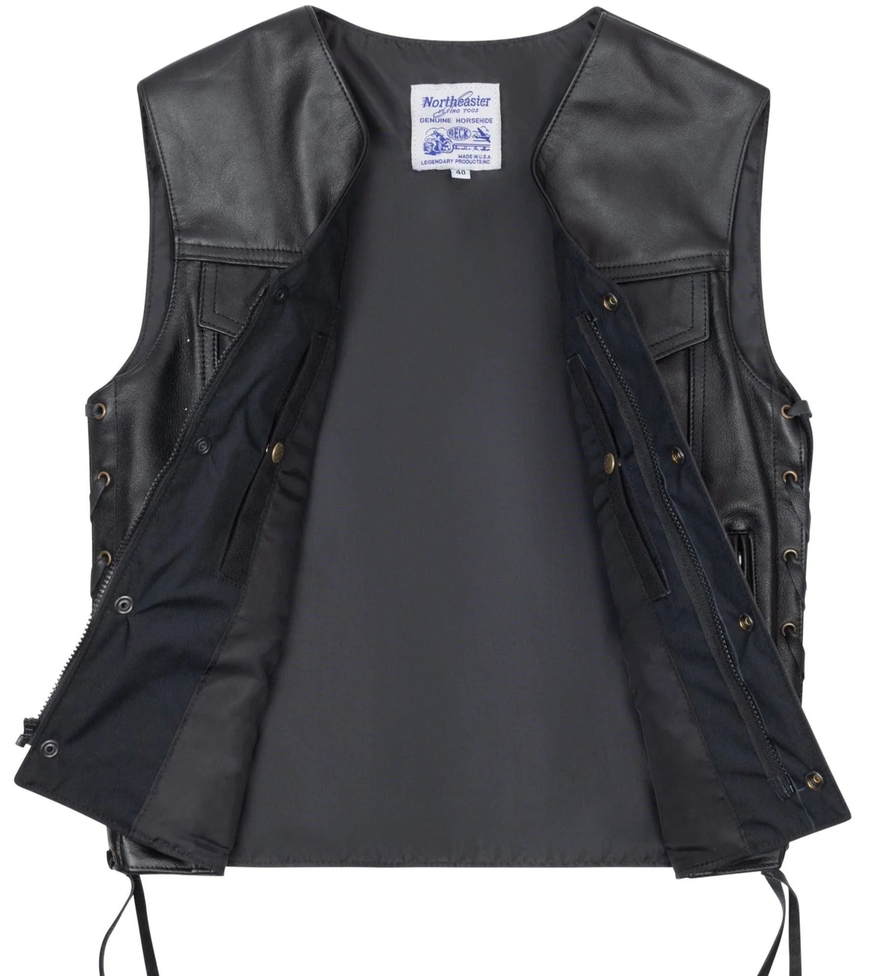 BECK™ Mens 588 Horsehide Lace Side Denim Style Motorcycle Vest