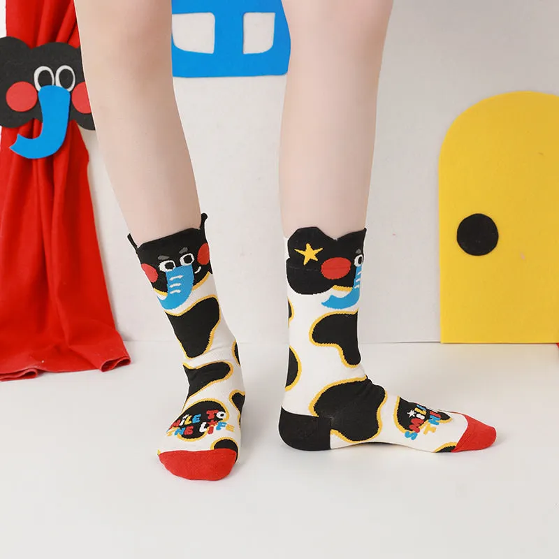 Beligogo 5-Pack Adorable Elephant Crew Socks: Soft, Breathable Socks for Stylish Men & Women