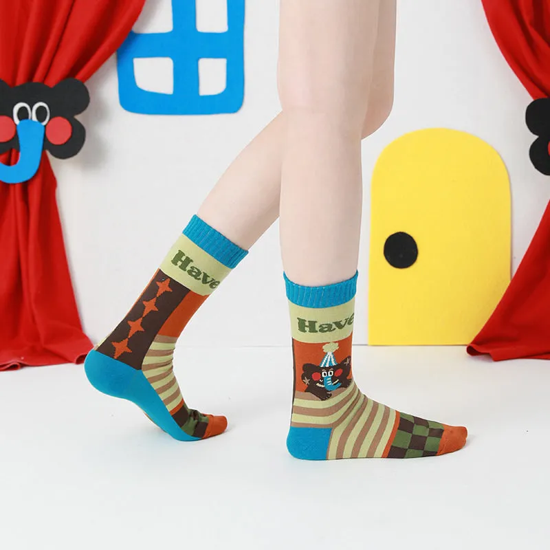 Beligogo 5-Pack Adorable Elephant Crew Socks: Soft, Breathable Socks for Stylish Men & Women