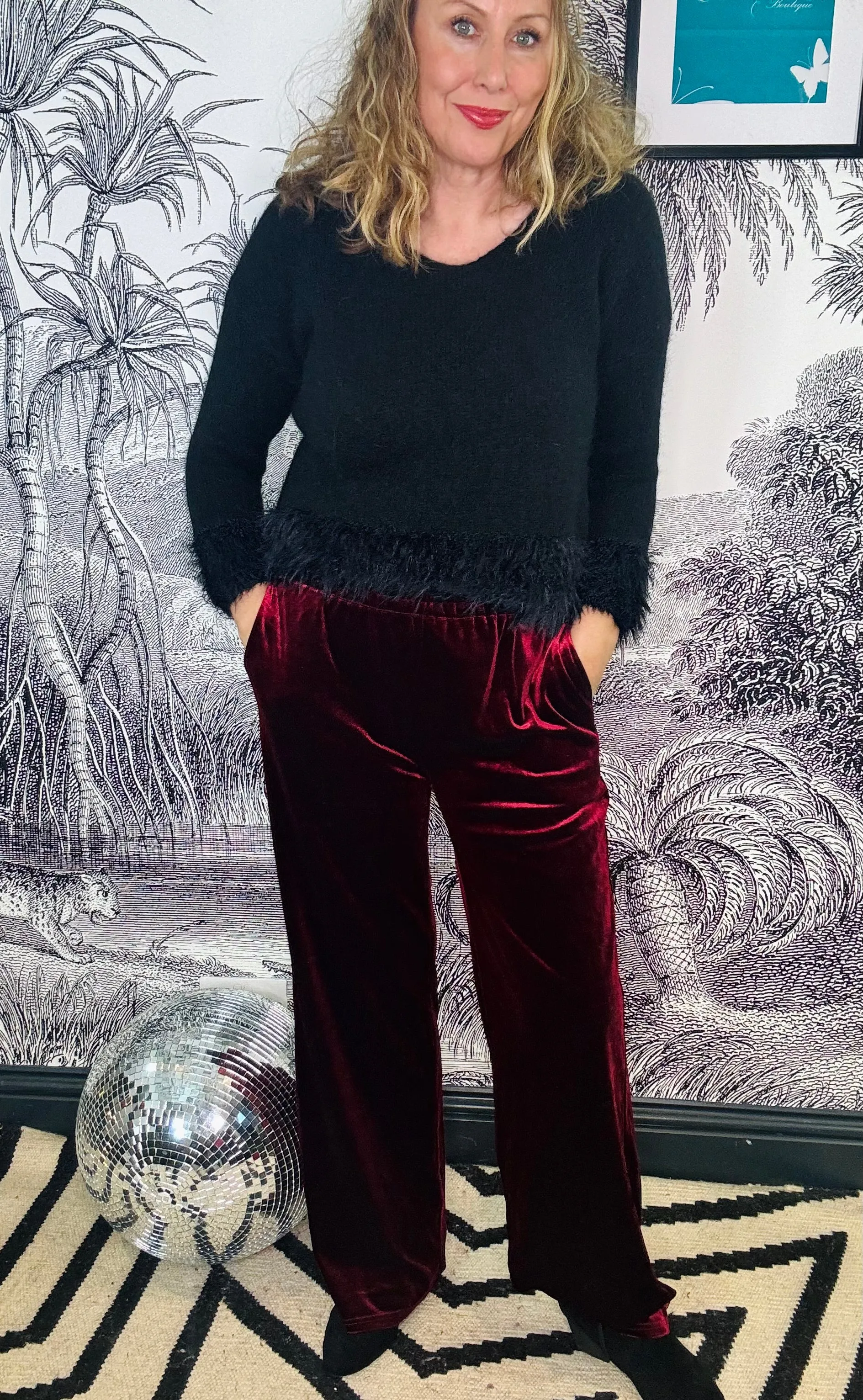 Bianca Wide Leg Velvet Trousers