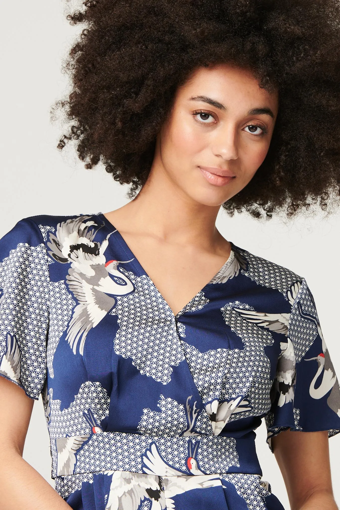 Bird Print Cropped Jumpsuit