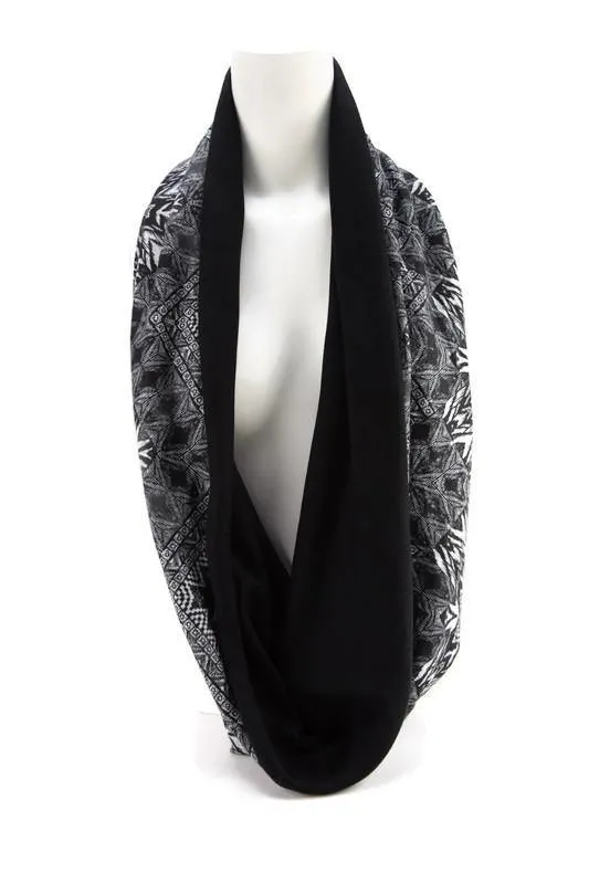 Black and Gray Tribal Reversible Infinity Scarf